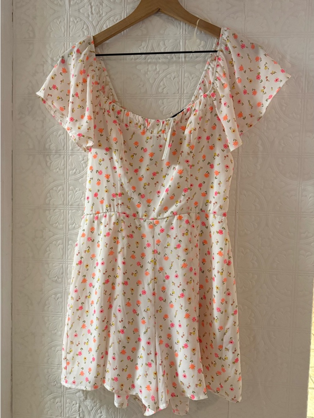Trixxi White Mini Dress with Pink and Orange Floral Print